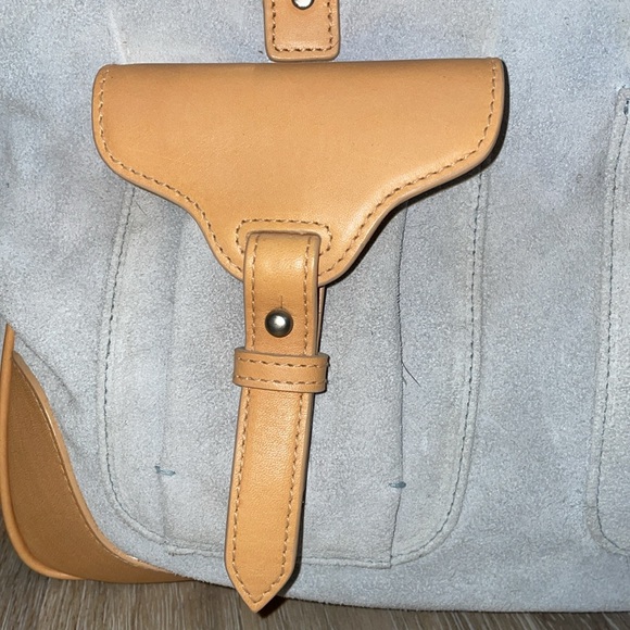 Lauren Ralph Lauren Blue Suede Tan Leather Sample bag Buffy Vintage 2005 - Picture 3 of 12